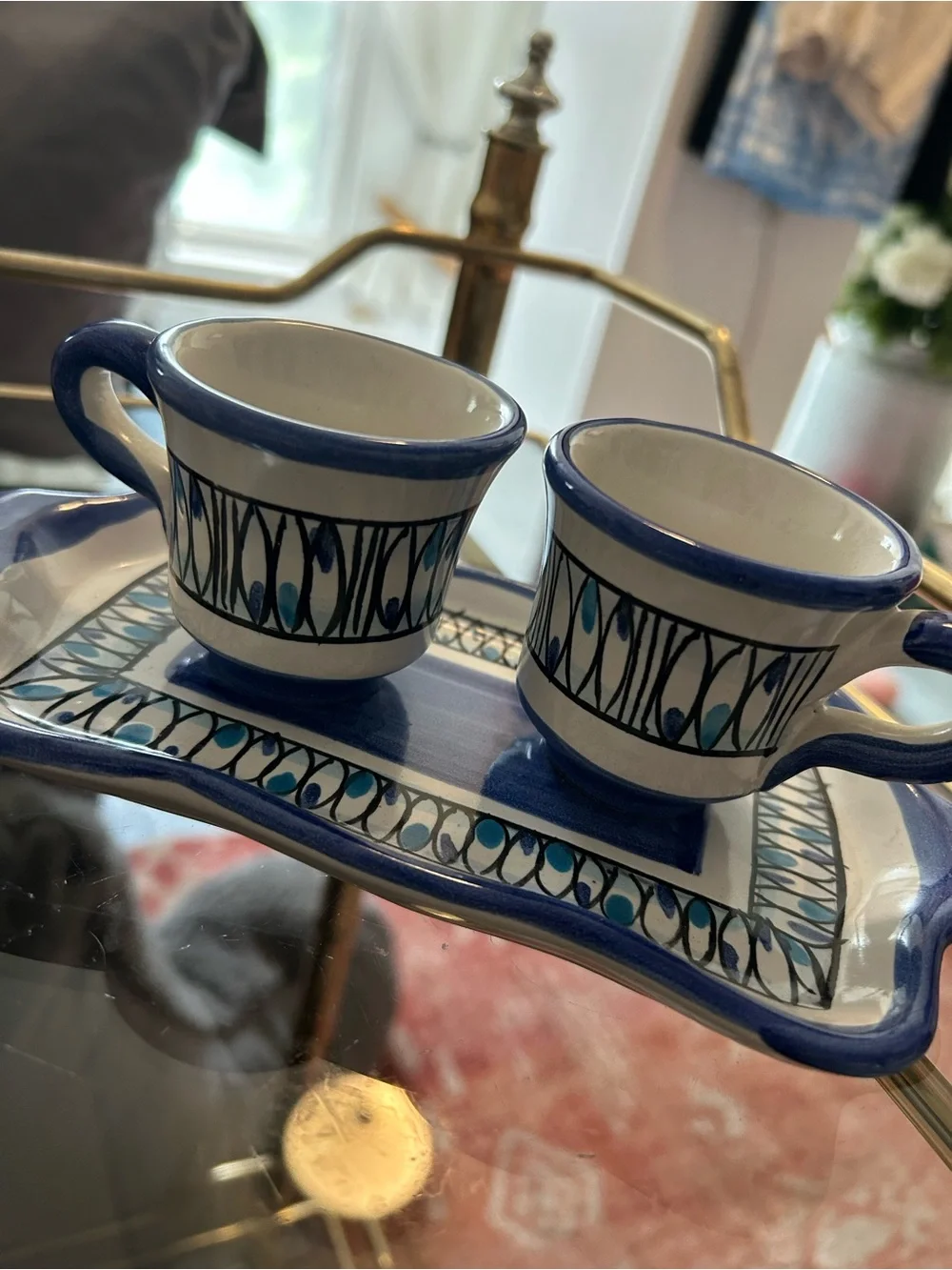 VINTAGE ITALIAN Ceramic Espresso Cup & Saucer Set - Artisan Style, GORGEOUS